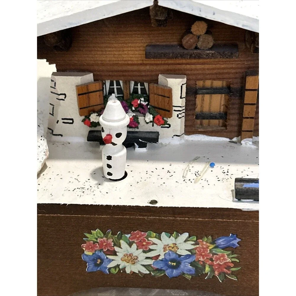 Vintage Cuendet Swiss Chalet Wooden Music Box - AS-IS / Repair Project